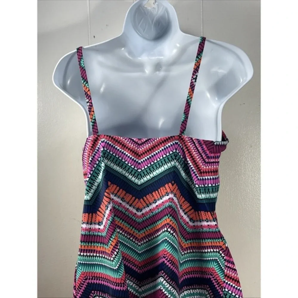 NWT AMERICAN BEACH  Geometric boho PADDED Tankini Top 12‎ beach pool